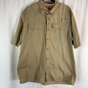 Wrangler Khaki Short Sleeve Shirt size:L Cotton